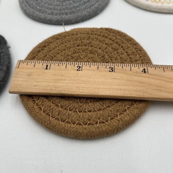 Round Coasters Set of 5, Cotton Woven Braided Hot Pads Place Mats Heat-Resistant - Picture 7 of 7